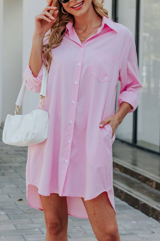 Loose casual long sleeve shirt dress