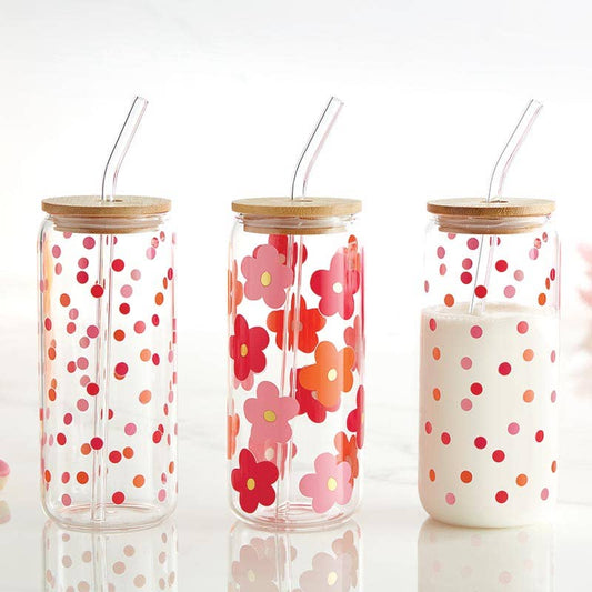 Glass Cold Brew Tumbler - Multi-Flowers