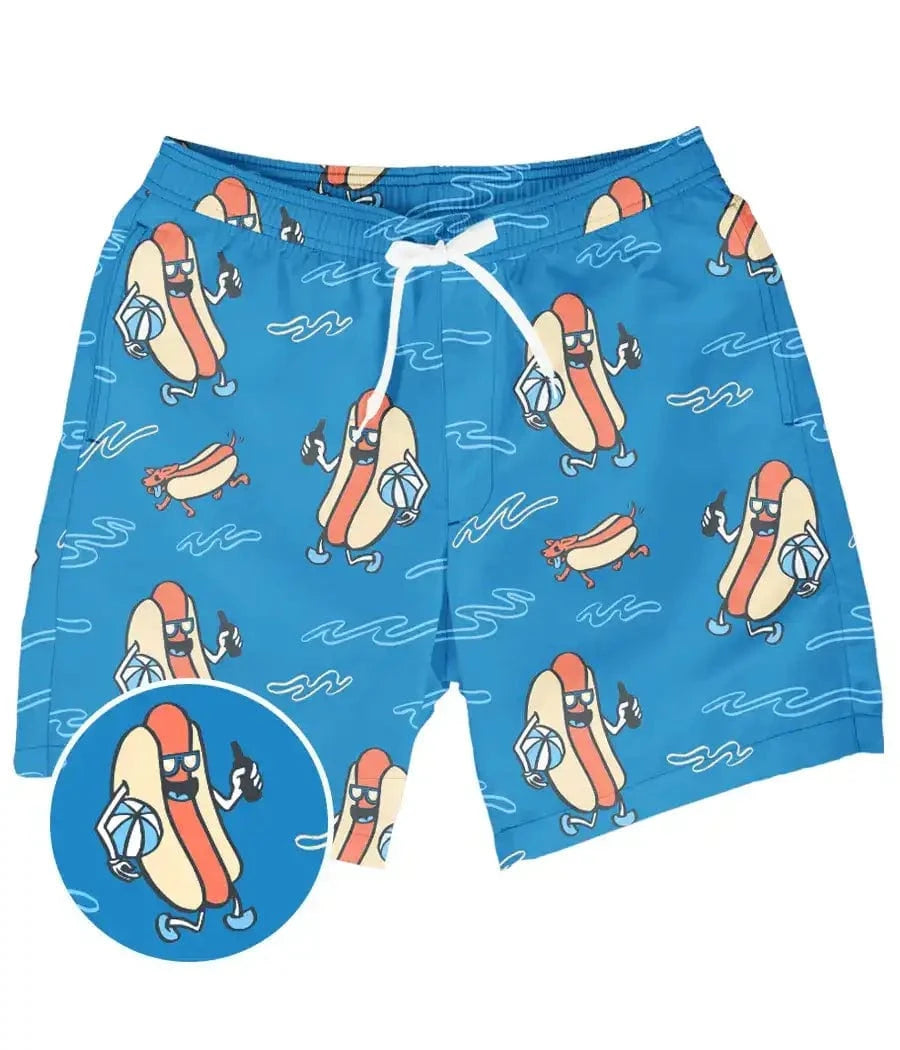 Hot Dog Diver Men's Stretch Swim Trunks - Fun Swim Trunks