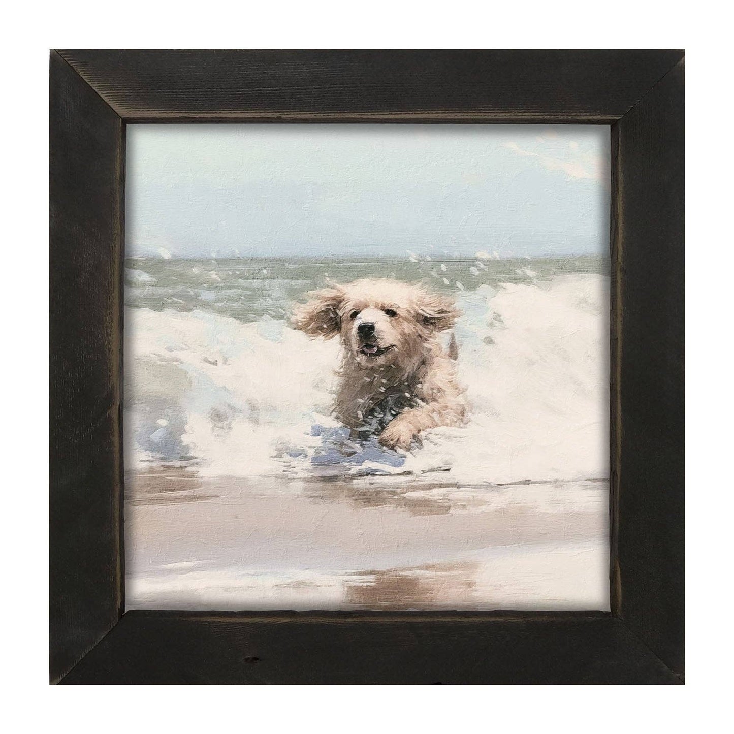 Dog running in water