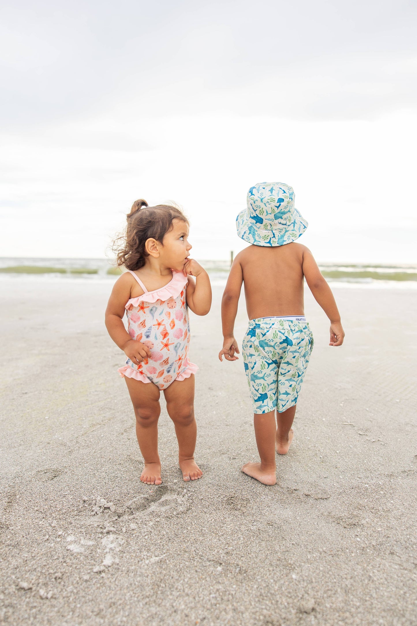 Shark Friends Ocean Animals Boys Swim Trunks Kids Swimsuit