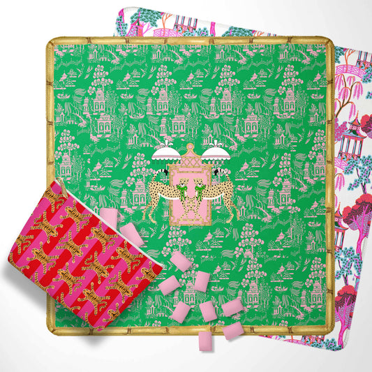Mahjong Mat, Neoprene, Preppy,Chinoiserie, Boutique Monogram