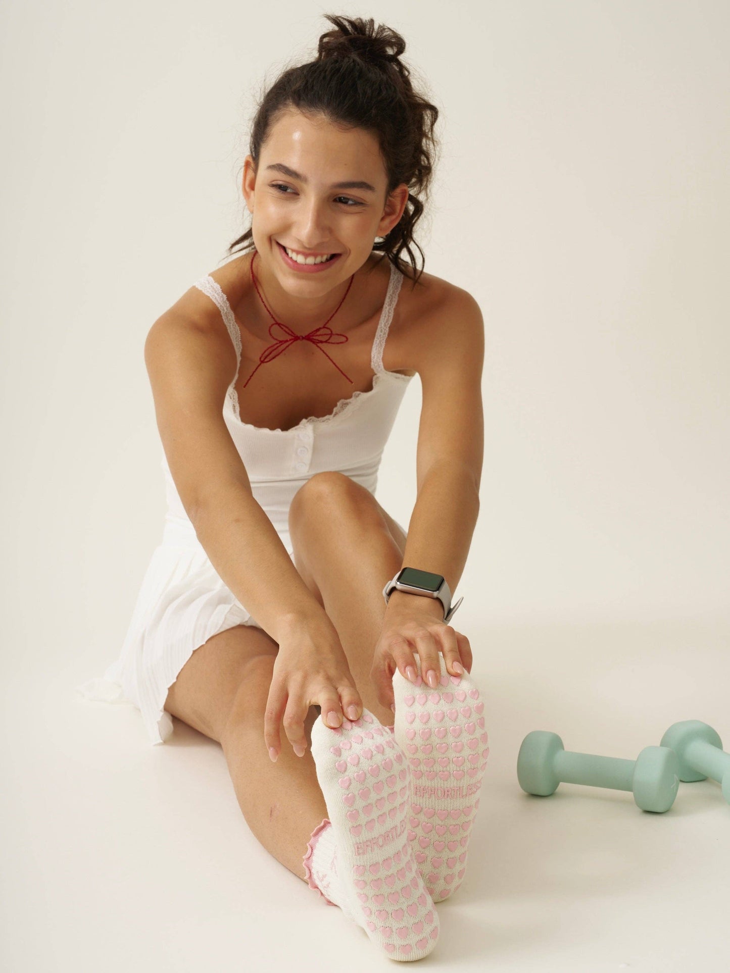 Bow Ruffle Grip Sock- Pilates Socks
