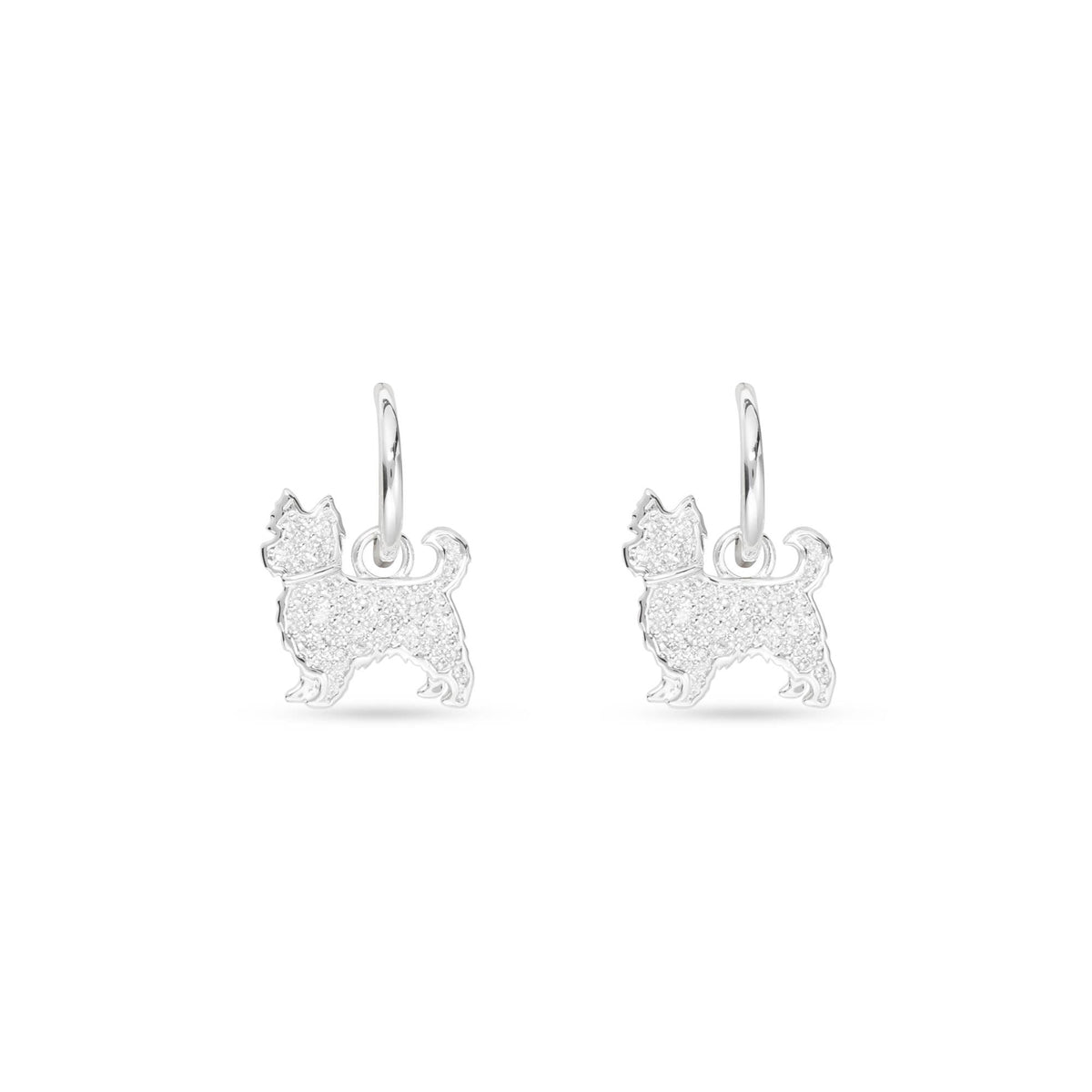 Silver CZ Pet Dog Earrings