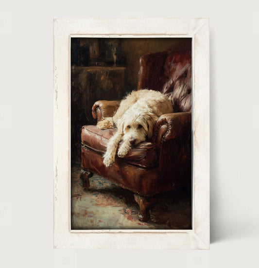 Armchair with Labradoodle - Vertical Frame