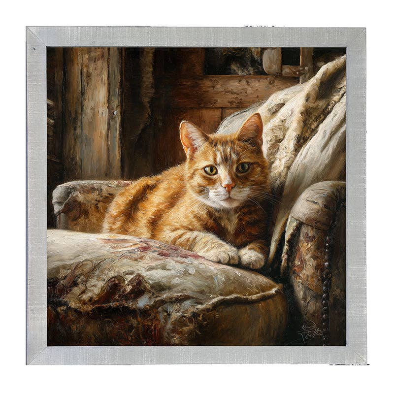 Armchair with Orange Tabby Cat - Square Frame