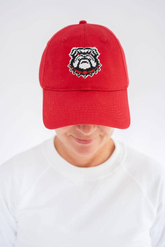 Needlepoint Baseball Hat Bulldog