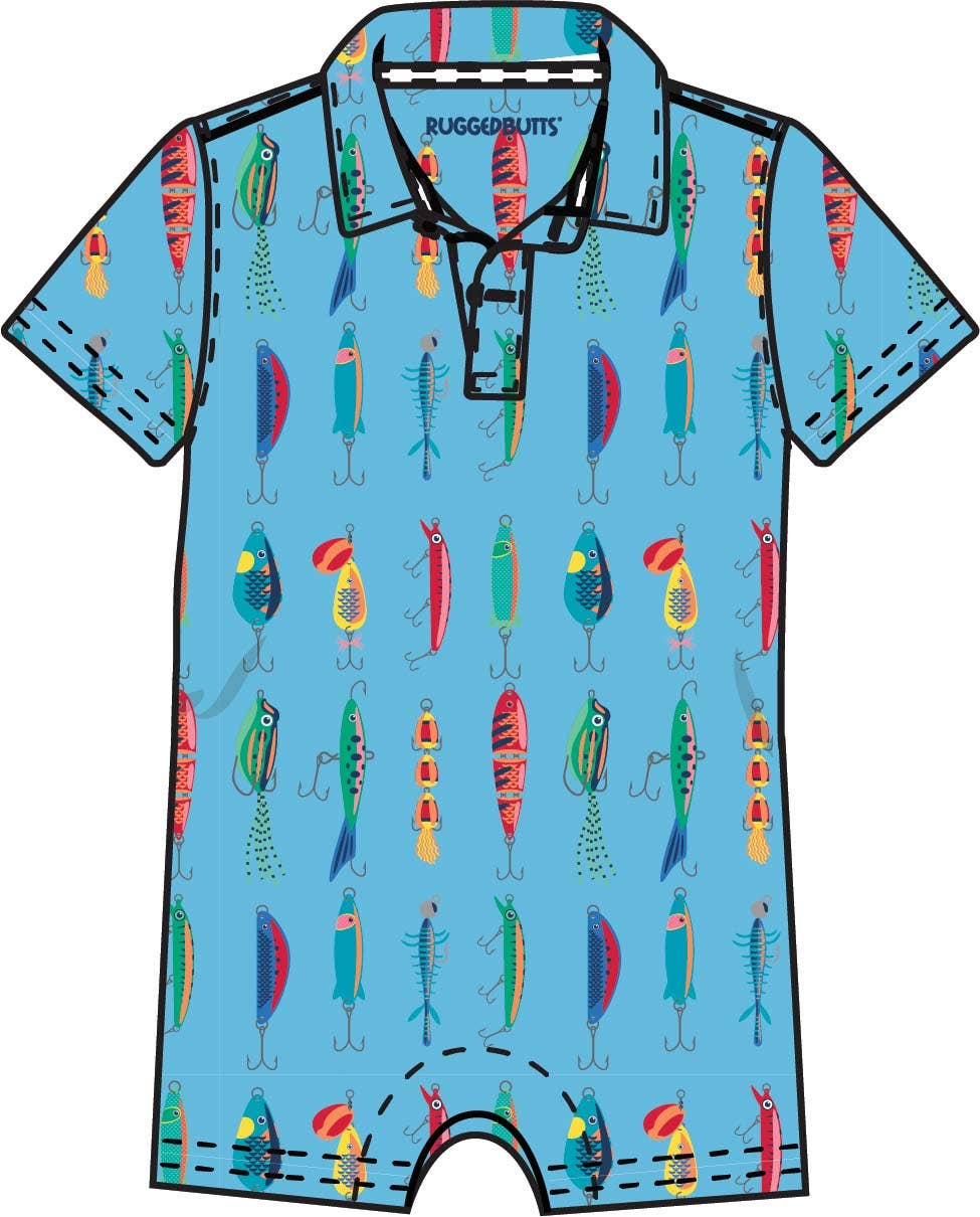 Baby Boys Gone Fishin Performance Polo Romper