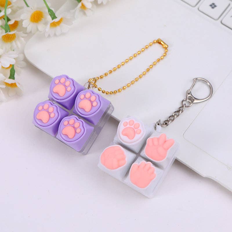 Silicone Cat Paw Fidget Keychain Stress Relief Toy