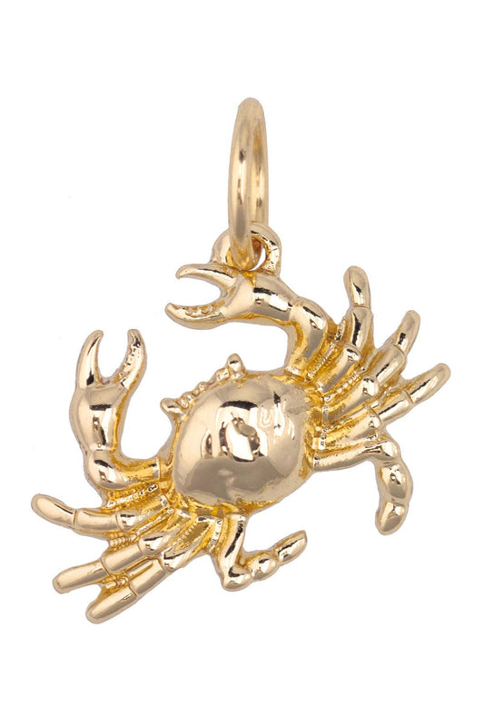 Dungeness Crab Charm in Shiny Gold