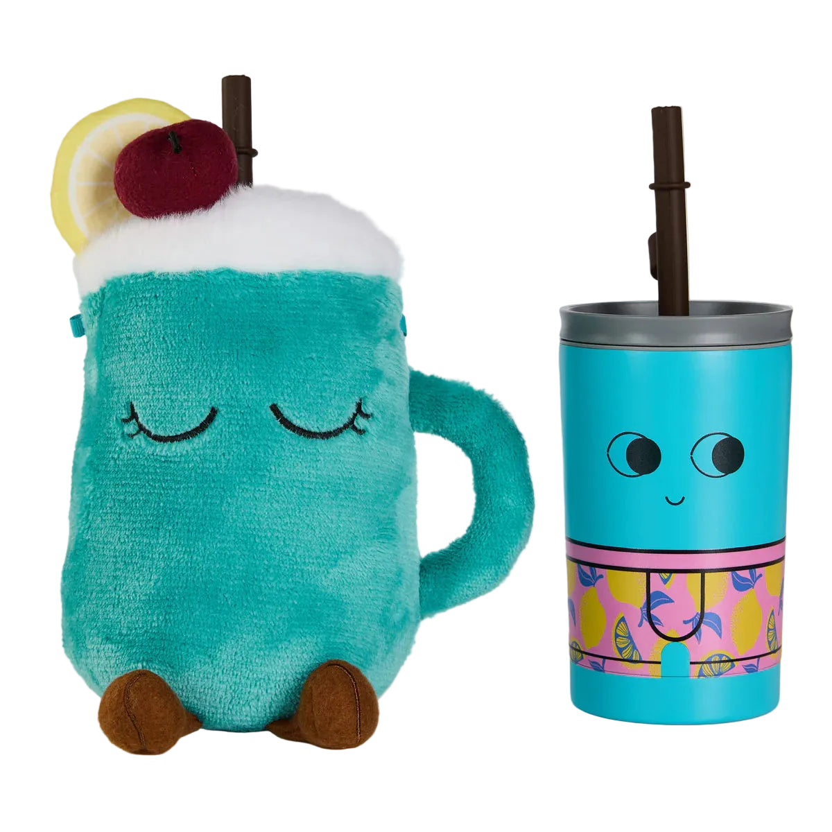 Asobu Stainless Steel Tumbler Flex Straw Smiley Face