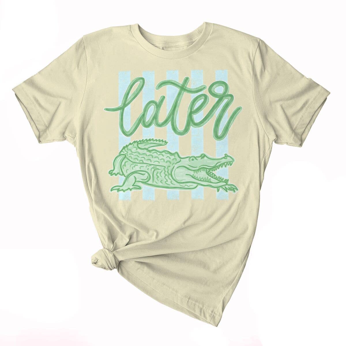 Stripe Later Gator Alligator Graphic Tee Cotton Shirt