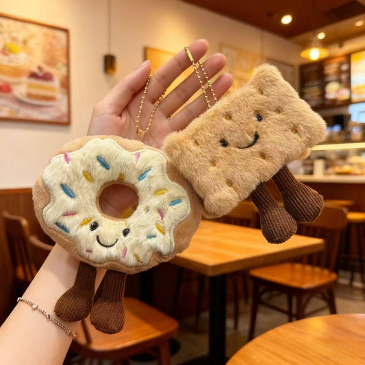 Cute Snack Plush Keychain - Donut & Biscuit Design