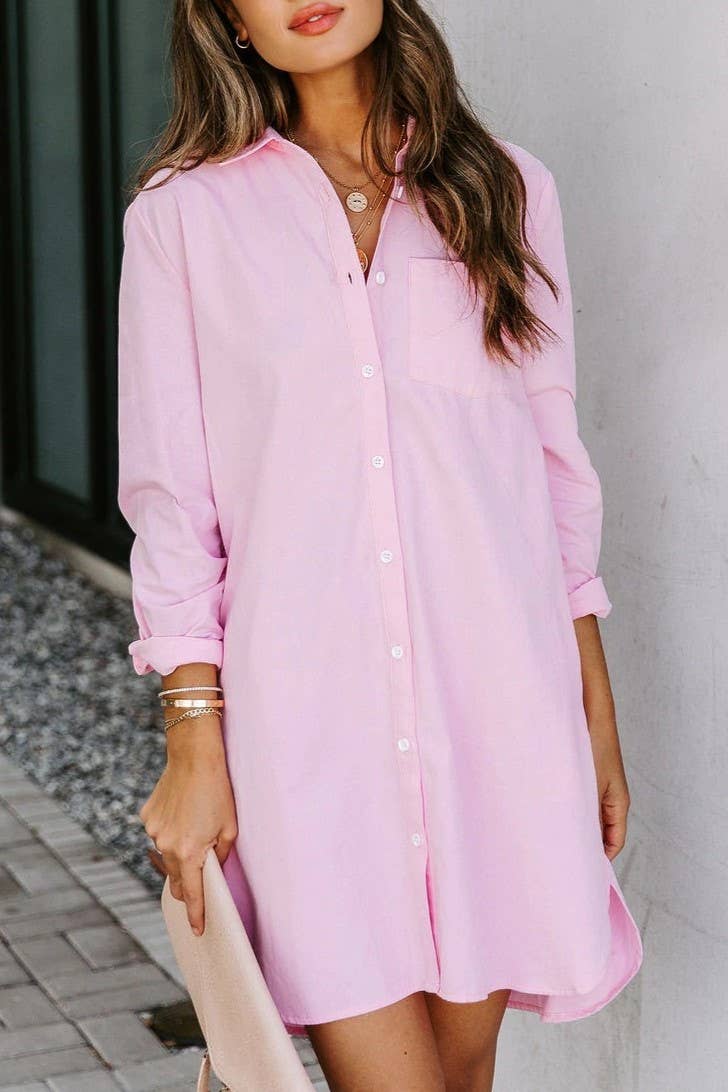 Loose casual long sleeve shirt dress