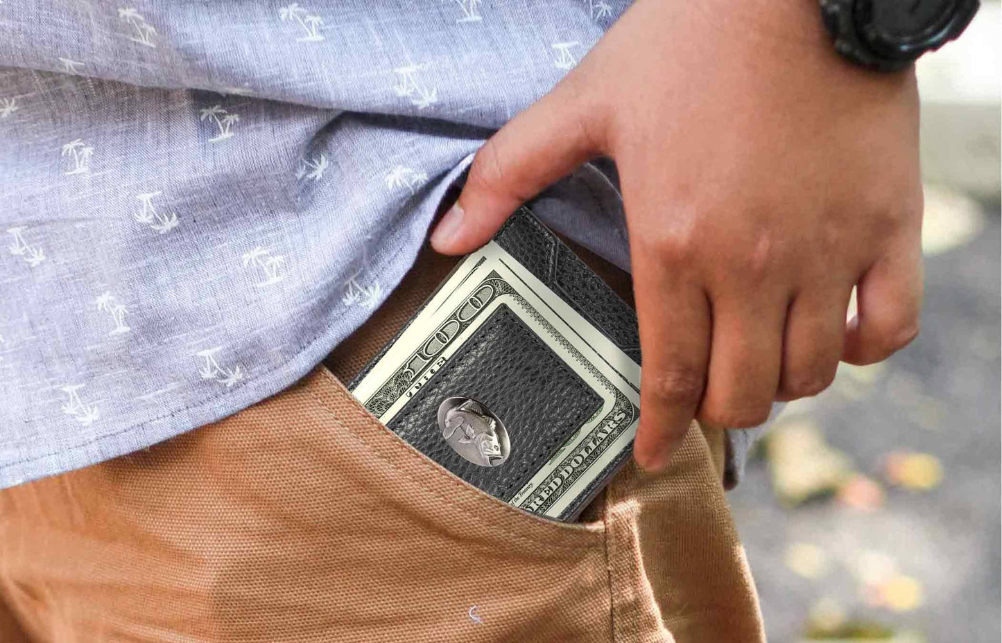 Bass Magnetic Leather Slim Wallet