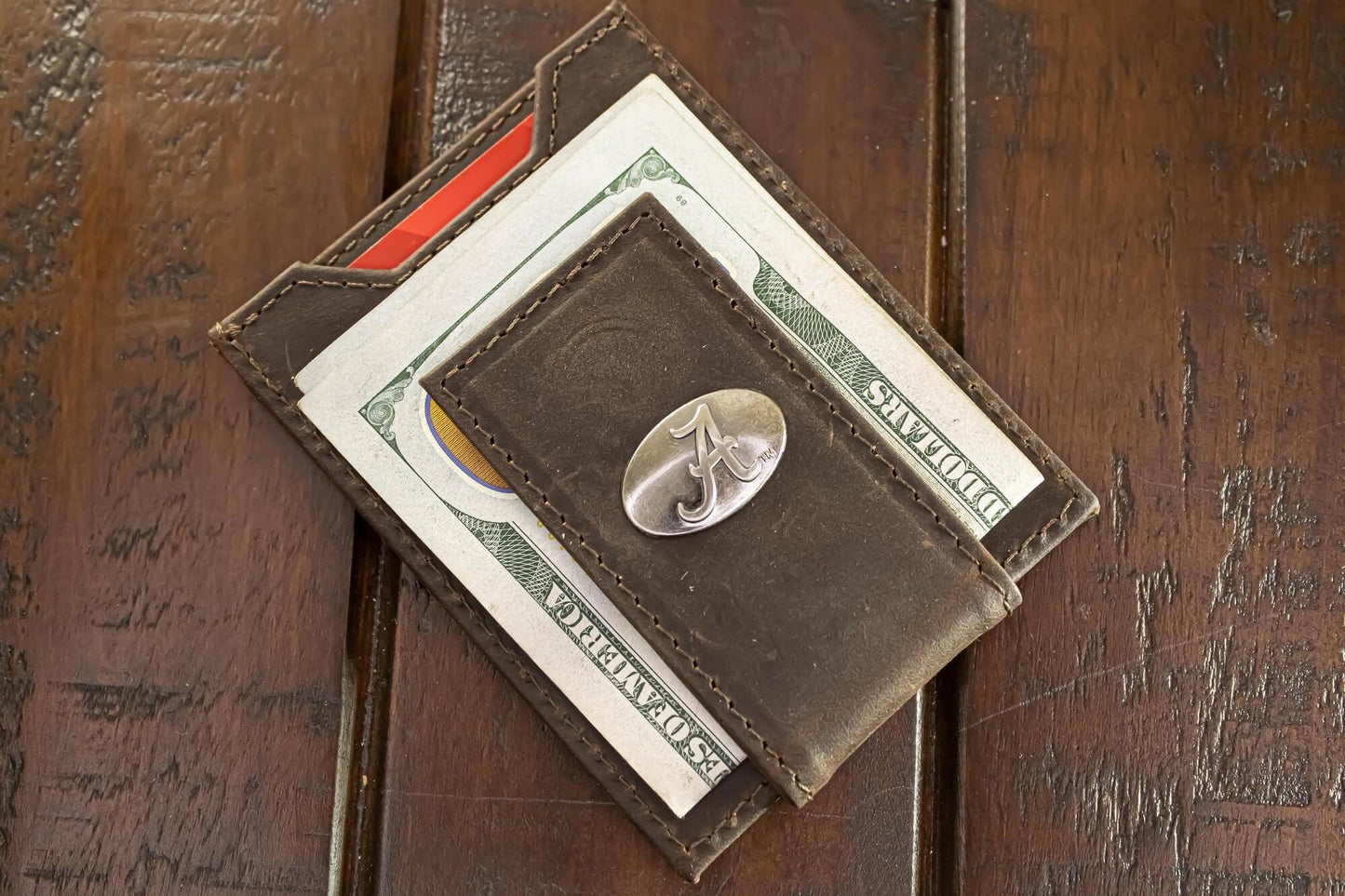 Alabama Crimson Tide  Magnetic Front Pocket Leather Wallet.