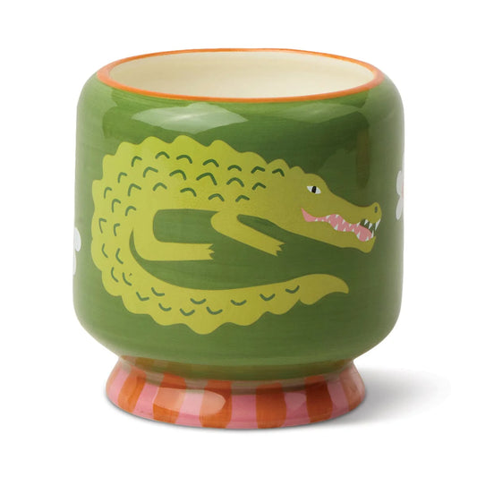 A Dopo Crocodile Ceramic Candle  - Prickly Pear