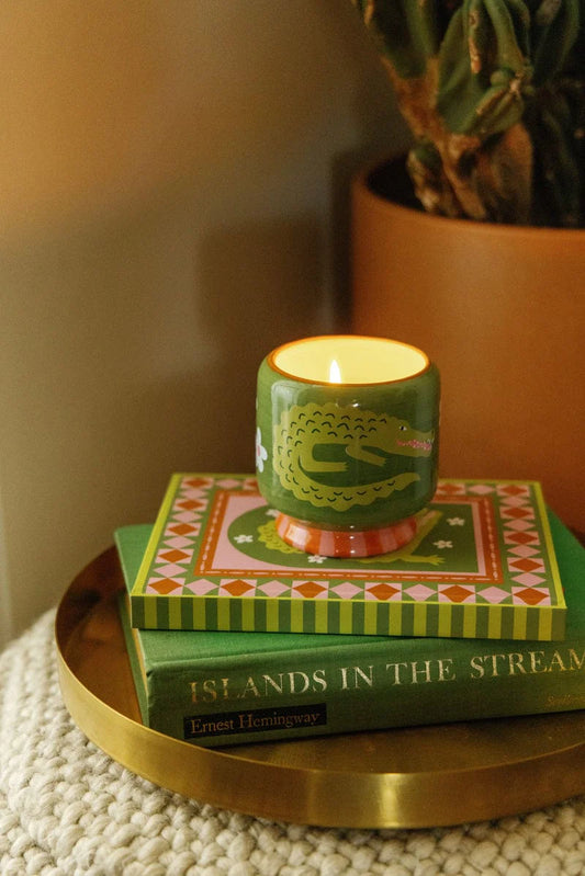 A Dopo Crocodile Ceramic Candle  - Prickly Pear