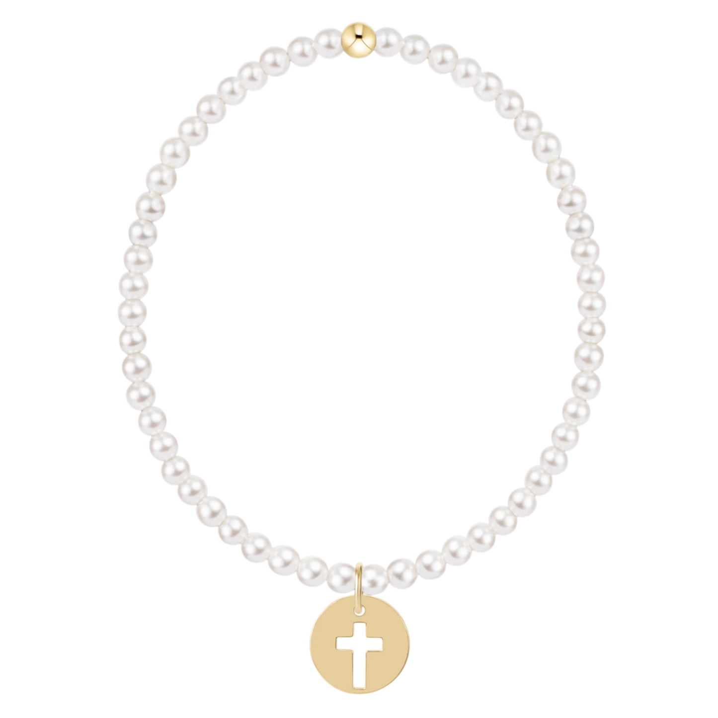 Classic Pearl 3mm Bracelet- Blessed Gold Disc