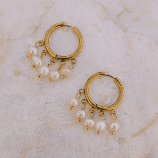 Pearl Drop Hoops