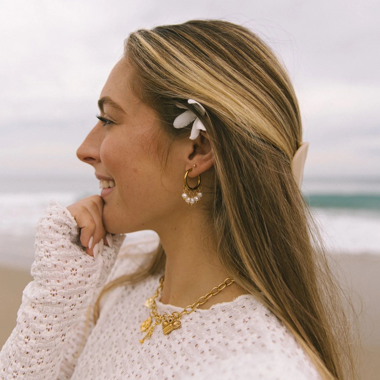 Pearl Drop Hoops