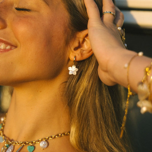 Plumeria Baby Hoop Earrings