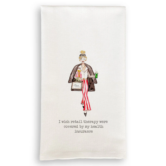 French Graffiti Retail Therapy Dish Towel