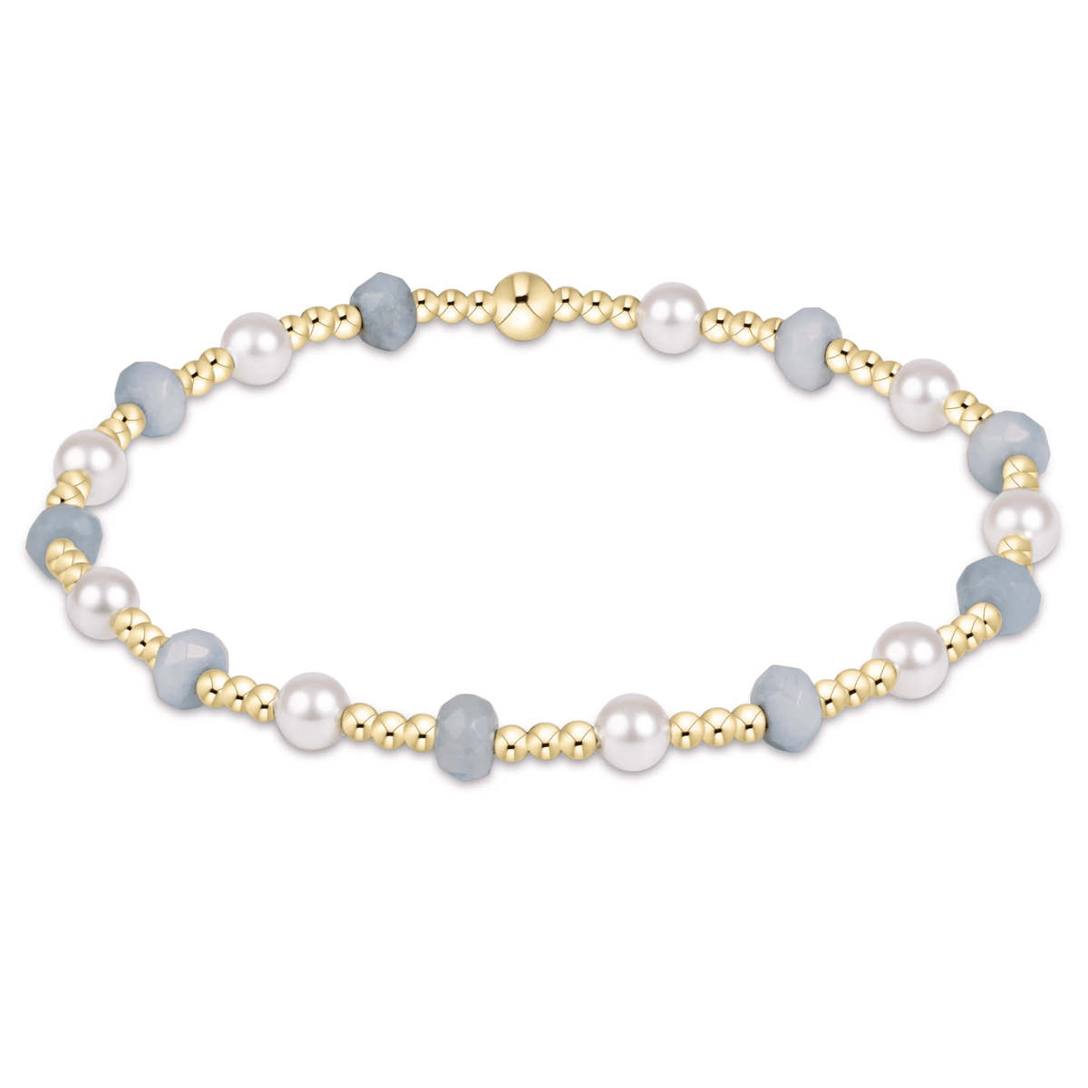 Sincerity Gemstone & Pearl 4mm Bracelet - Aquamarine