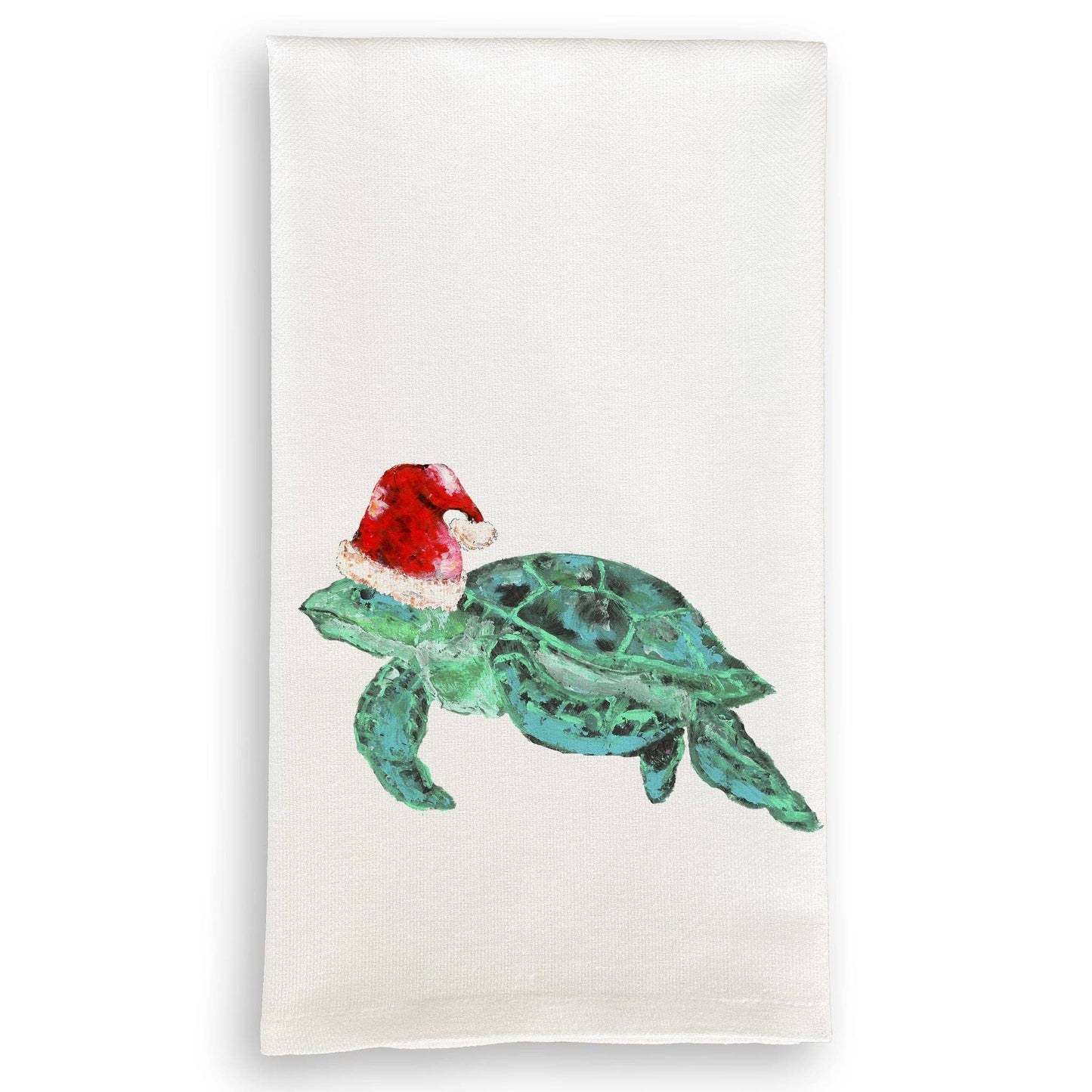 French Graffiti Christmas Turtle Dish Towel
