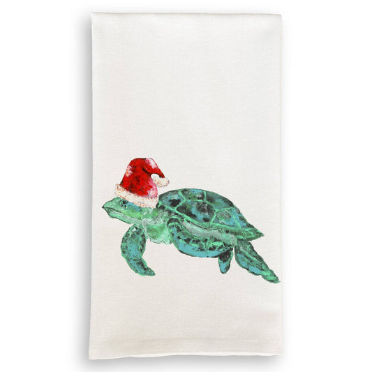 French Graffiti Christmas Turtle Dish Towel