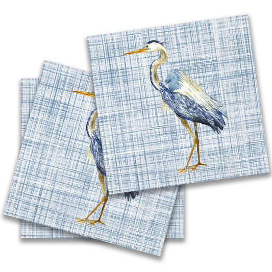 French Graffiti Blue Heron Cocktail Napkins