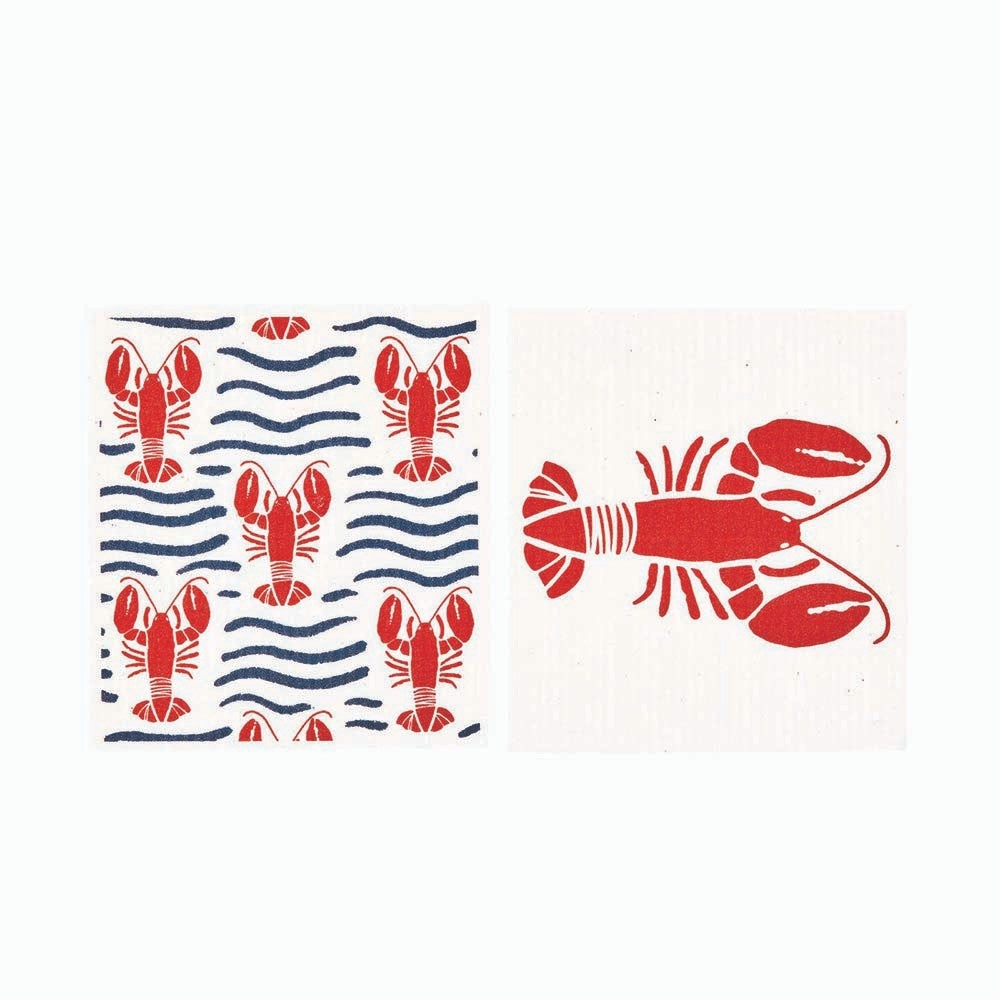Lobster Waves Blu Eco Sponge Cloths