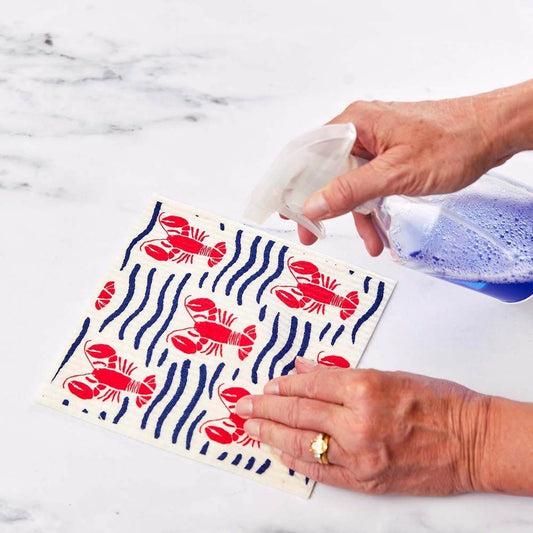 Lobster Waves Blu Eco Sponge Cloths