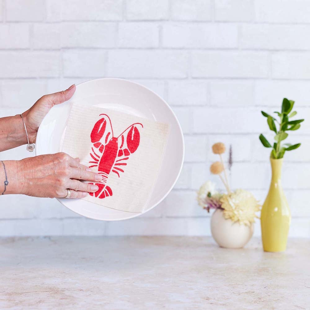 Lobster Waves Blu Eco Sponge Cloths