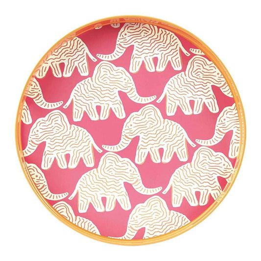 Elephant  Round Laquer Serving Tray
