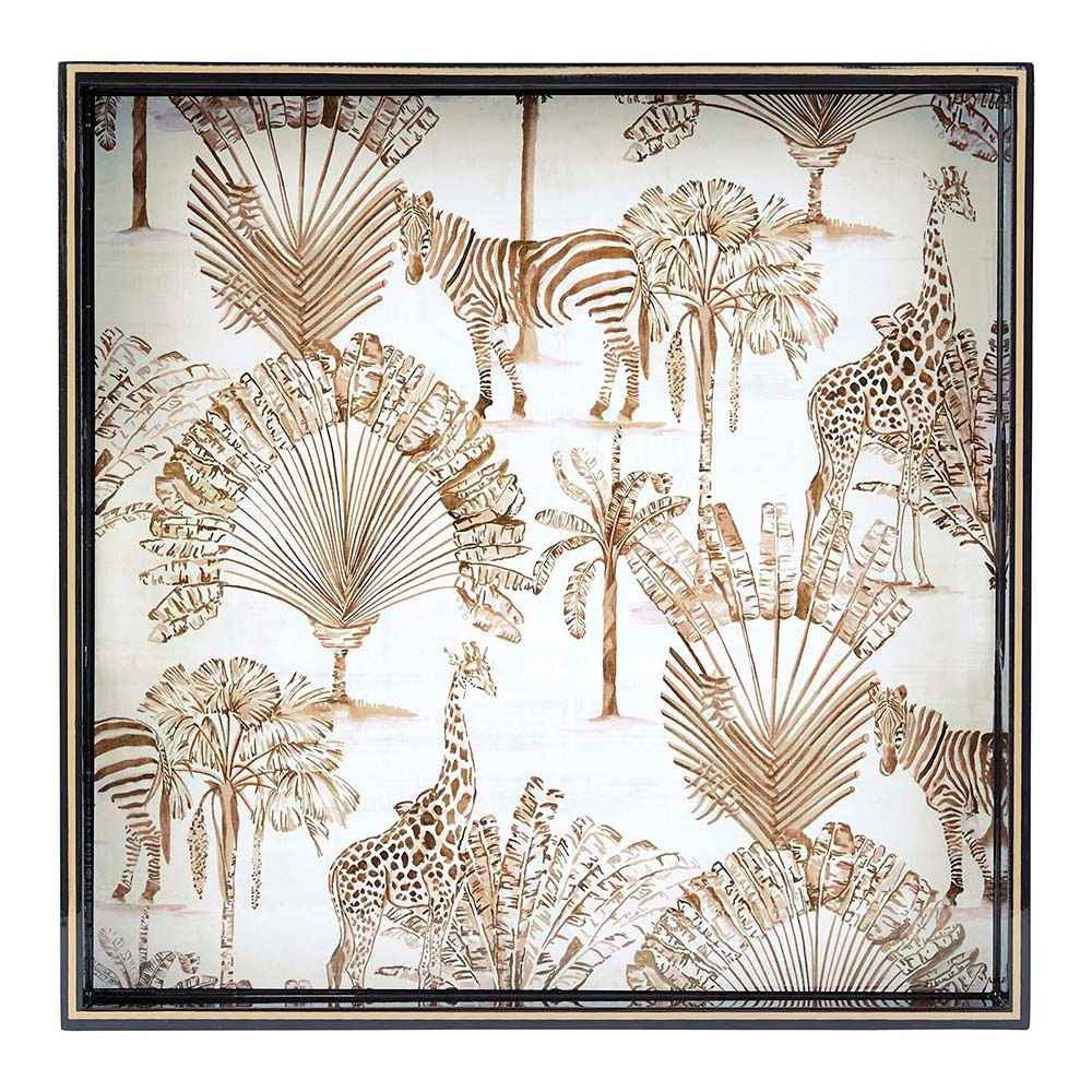 Safari Animals Square Lacquer Serving Tray