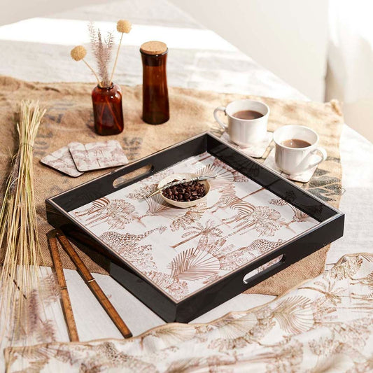 Safari Animals Square Lacquer Serving Tray