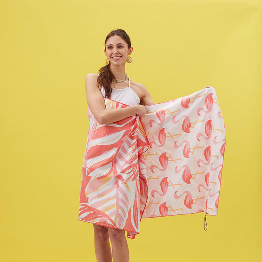 Flamingo Pink Reversible Eco Beach Towel