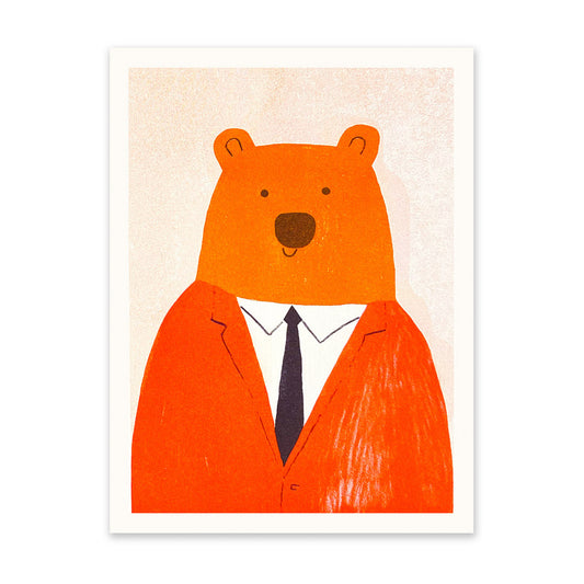 Bear in Suit Riso Print (8x6)