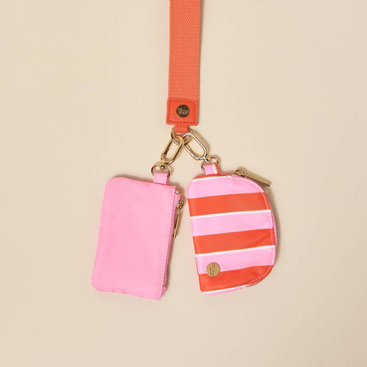 Dynamic Duo Pouch Wristlet-Sicily Stripes Pink