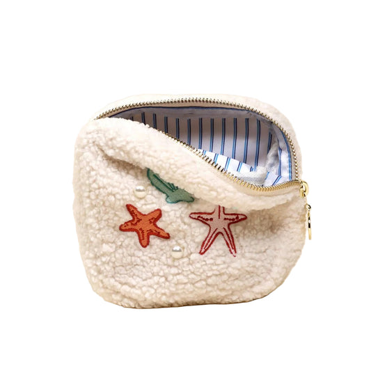 Square Teddy Pouch - Seashells & Pearls