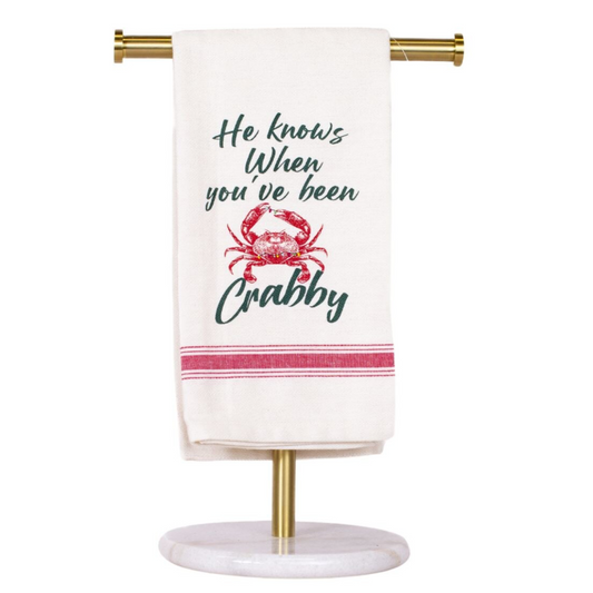 He knows when you've been crabby hand towel