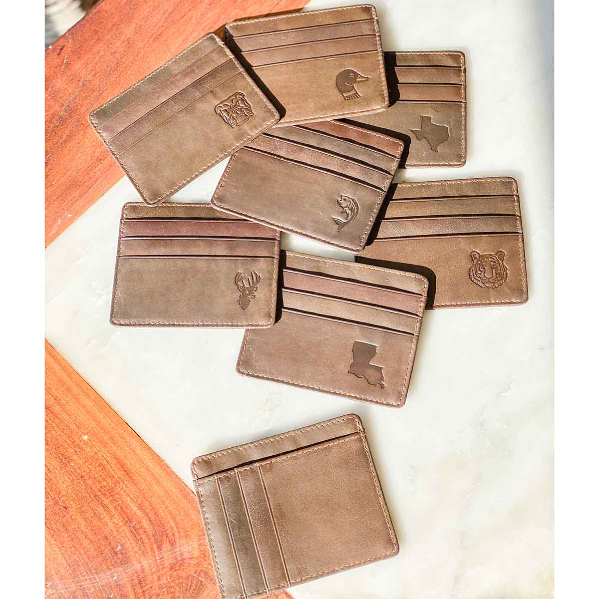 Fish Embossed Leather Slim Wallet