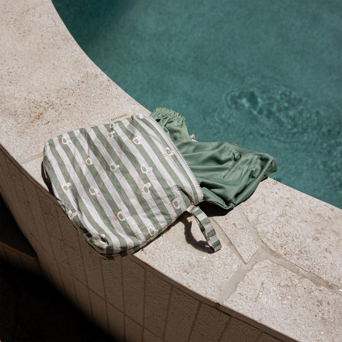 Kids Wet Bag Sammy the Seagull Green Stripe