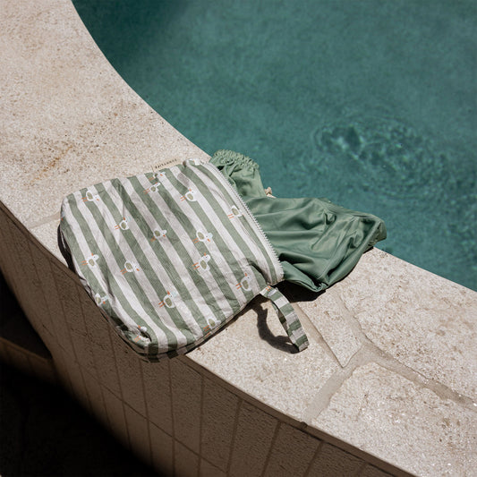 Kids Wet Bag Sammy the Seagull Green Stripe