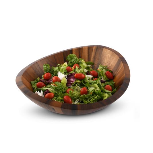 Munich Pattern Large 11” Acacia Wood Salad Bowl