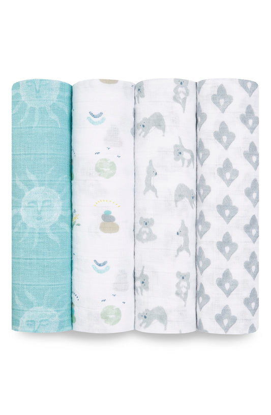 Aiden and Anais Large Swaddles 4 pack Now Zen Koala