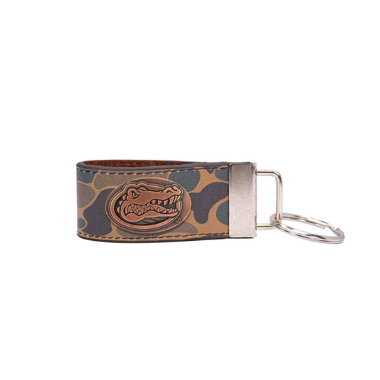 Florida Gators Old School Camo Leather Loop Keychain.