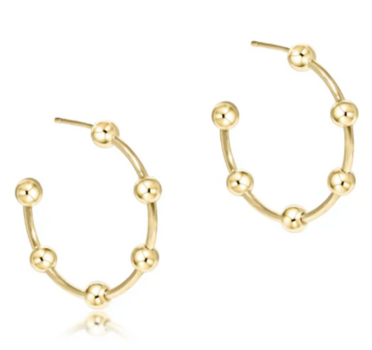 Beaded Simplicity 1" Post Hoop - Gold 4mm