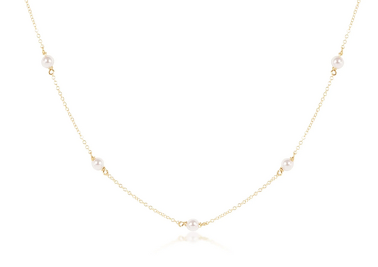 15" Choker Simplicity Chain Gold - Pearl 4mm